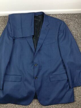 2025 Brooks Brothers Special Selection 50R Wool Sharkskin 2 PC Suit Blue 46x29